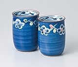 手描ぶどう湯呑（大・青　小・赤セット）　　【千茶 有田焼】