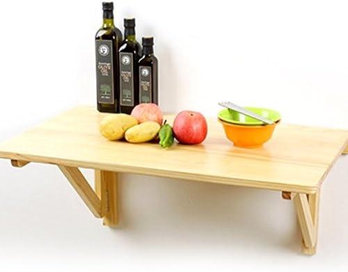 YJBE Pine Wood Wall-Mounted Drop-Leaf Table, Folding Dining/ Computer/ Coffee/ Study Desk Assembled (60*40*26CM)