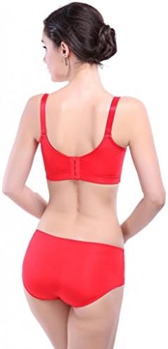 Oufancy Women's Cradle Luxury Pushup Bra and Panty Set Red 32A