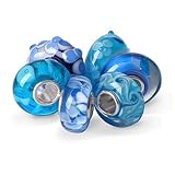 Bling Jewelry Assorted Light Blue Murano Glass Bead Bundle .925 Sterling Silver Pandora Compatible