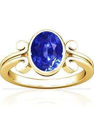 14K Yellow Gold Oval Cut Blue Sapphire Womens Astrological Ring (GIA Certificate)