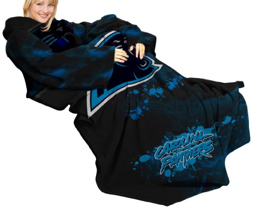 NFL Carolina Panthers Adult Comfy Throw, Officially Licensed Blanket with Sleeves by Northwest, 