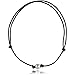 White Pearl Choker Adjustable with Black Leather Cord, 12.5
