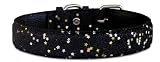 12 Black Bling Bling Glitter leather dog collar
