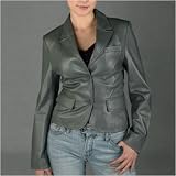 BGSD Women’s Two-Button Lambskin Leather Blazer Coat