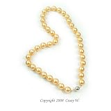 Single Strand 18 Inch 10MM Golden Color Shell Pearl Necklace