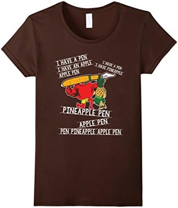 Women's PPAP SONG - I Have A Apple Pen Pineapple T shirt Small Brown