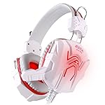 JVICE GS310WRマイク・ステレオ・ゲーム・ヘッドセット3.5LED付きのヘッドセット［並行輸入品］ (白红)