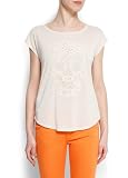 41MRAhEyYTL. SL160  Mango Womens Guipure Skull T Shirt, Neutral, S Neutral S