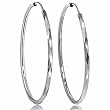 White Gold Diamond Cut Hoop Earrings