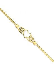 WomenS Heart Design Anklet in Gold - 14kt Yellow - Mirror Finish - Glamorous