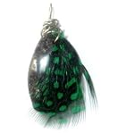 Hematite Pendant 02 Stone Green Guinea Feather Silver Crystal Healing 2