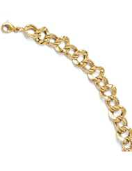Leslies 14k Polished and Textured Link Bracelet Length 8"