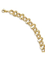 14k Yellow gold Leslies Polished and Textured Link Bracelet