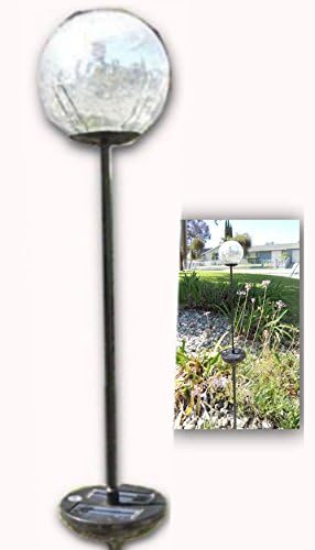 Sunaisle beautiful clear glass solar crackle glass ball lights with solar lighting garden stake lights