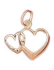 Dazzlers Solid 14k Gold Floating Double Heart Charm Pendant Available in three colors from jewelsberry (weights: 0.7 grams only)