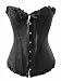 Satin Black Vintage Lace Up Boned Corset Basque/G-String makes you look glamorous! Size M (8-10)