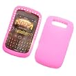 RIM BlackBerry Curve 8900 T-Mobile Silicone Skin Case Rubber Protector Cover with Diamond Baby Pink