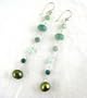Sterling Silver & Stone Long Drop Earrings, Green