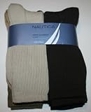 Nautica Mens Classic Crew Dress/Casual Socks 6 Pair - Shoe size: 8-12, Khaki/Black Assorted