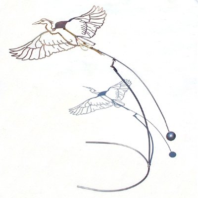 Soaring Heron Kinetic Garden Sculpture