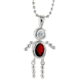 Sterling Silver Birthstone Baby Brat Boy Pendant for " July" by 