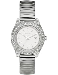 Fossil Womens ES2906 Stainless Steel band expands to the perfect fit Stainless Steel Case Crystal Bezel Silver Dial Watch
