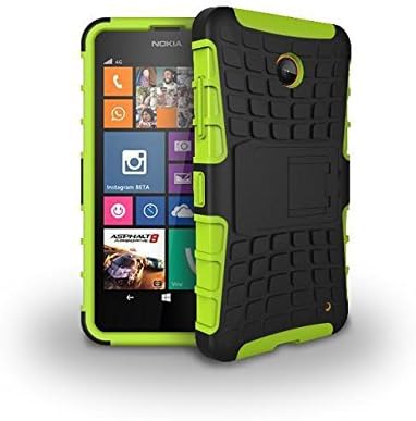 Nokia lumia 630/635 Case, LOTOO(TM) Heavy Duty Series Tough Rugged Dual Layer Protection Case Cover with Build in Stand for Nokia lumia 630/635,with Screen Protector, Stylus and Cleaning Cloth Green