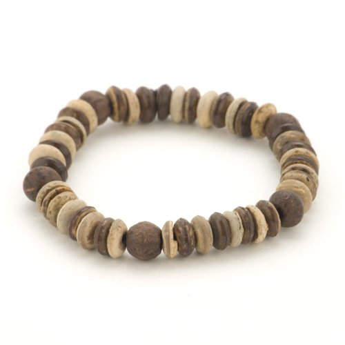 81stgeneration Men's Wood Round Brown Stretch Beads Handmade Adjustable Bracelet