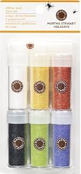 Martha Stewart Glitter Set w/Glue Hallwn Irid 6pk