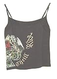 Thrill Ride Ace of Spades Rose Tattoo Cami Top Black - Camisole Style Top in Tattoo Design