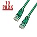 GRANDMAX CAT6 10FT Green RJ45, 550MHz, UTP Ethernet Network Patch Cable Snagless/Molded Bubble Boot, 10 Pack