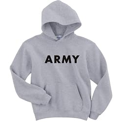 Youth ARMY Hooded Sweatshirt - Military Style Physical Training Sweatshirt in Gray