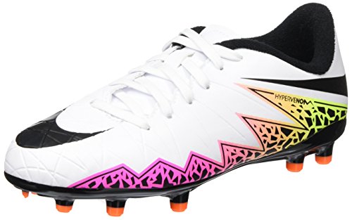 Nike Kids Hypervenom Phelon II Fg White/Black/Total Orange/Volt Soccer Cleat 1 Kids US