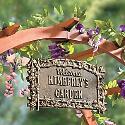 Hanging Personalized Garden Sign - ANTIQUE COPPER - Improvements