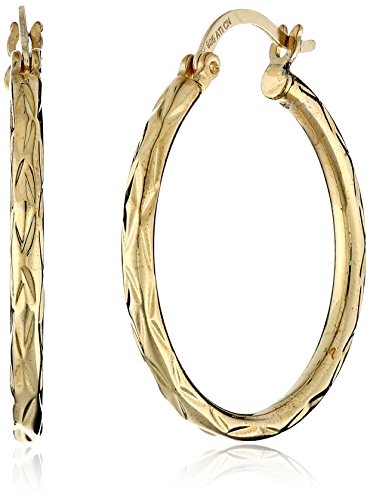 Yellow Gold-Flashed Diamond-Cut Hoop Earrings