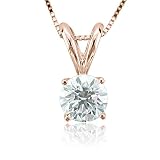 GIA Certified 14k Rose Gold Solitaire Ideal-Cut Diamond Pendant Necklace (G, SI1, 0.90 carat)