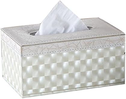 Hfkm High-grade Shellfish Pattern Tissue Box Europe Style Home PU Leather Napkin Box (S, White)