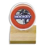 Wood Base Hockey Puck Holder Display Case New