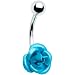 Single Aquamarine Rose Belly Button Ring