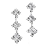 1.00 Carat. 14K White Gold Three-Stone Style Diamond Drop Earrings
