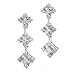 1.00 Carat. 14K White Gold Three-Stone Style Diamond Drop Earrings