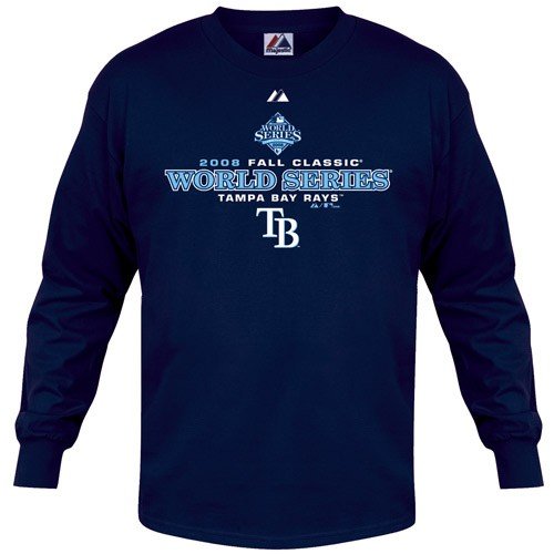 Majestic Tampa Bay Rays Navy Blue 2008 MLB American League Champions World Series Bound Long Sleeve T-shirt