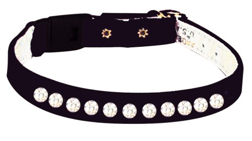 Pet Supply Imports - Black Velveteen Jeweled Break Away Cat Collars Siz 10