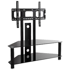 MountRight W2110 Cantilever TV Stand For Up To 50" LED, LCD & Plasma Screen - Black Glass/Black Legs