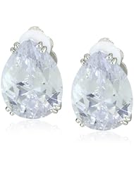 CZ by Kenneth Jay Lane "Glamorous Pears" Rhodium-Plated Cubic Zirconia Clip Earrings