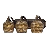 Elk Lighting 570-3B-GLD 3 Light Vanity In Aged Bronze And Gold Mosaic Glass