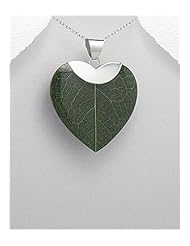 Leaf Resin Pendant Necklace In 92.5 Sterling Silver