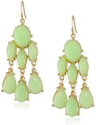 Faceted Fishhook Mint Chandelier Statement Earrings