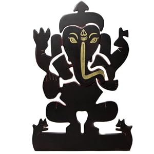 Wooden Ganesh Wall Hanging with Golden Hand Painting